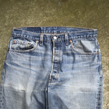 1990s LEVI'S 501XX MADE IN USA FADED THRASHED DENIM JEANS