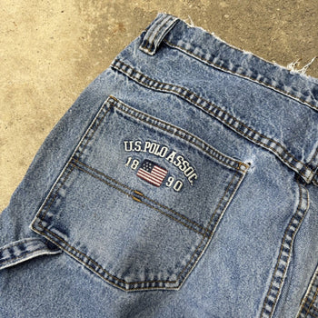 2000s US Polo Assc Thrashed Baggy Wide Leg Jeans