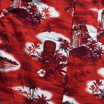 60s 70s ALOHA TIKI MADE IN HAWAII RED SHIRT