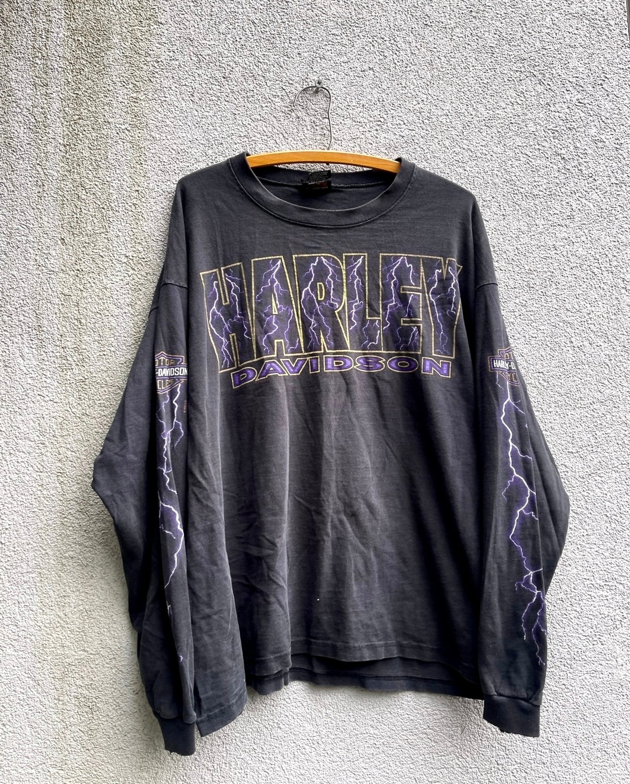 1990s HARLEY DAVIDSON LIGHTNING LOGO LONGSLEEVE TEE