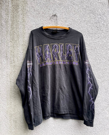 1990s HARLEY DAVIDSON LIGHTNING LOGO LONGSLEEVE TEE