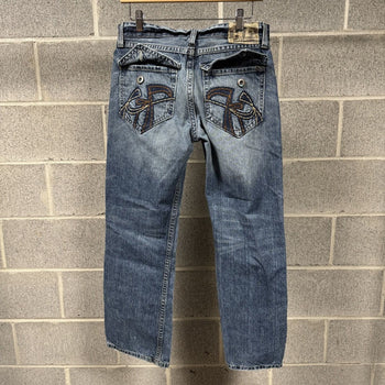 2000s Y2K Baggy Embroidered Faded Jeans