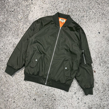 2000S DARK GREEN OVERSIZED BOMBER FLIGHT JACKET