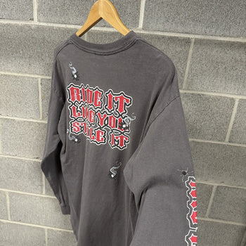 2000s Faded Biker Smoke Gun Flame Longsleeve Tee