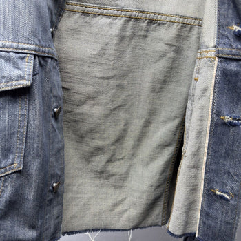 1960s 1970s Sears Thrashed Distressed Selvedge Denim Trucker Jacket