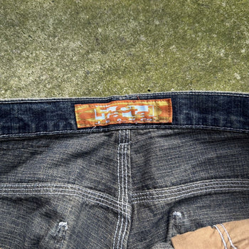 1990S Y2K FRACTAL BAGGY DENIM CARPENTER FADED SKATER JEANS