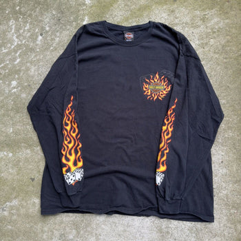 2000S HARLEY DAVIDSON DICE FLAMES LONGSLEEVE TEE