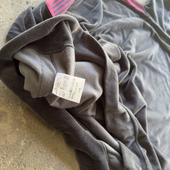 NEEDLES CHARCOAL GREY EMBROIDERED VELOUR TRACK HOODIE