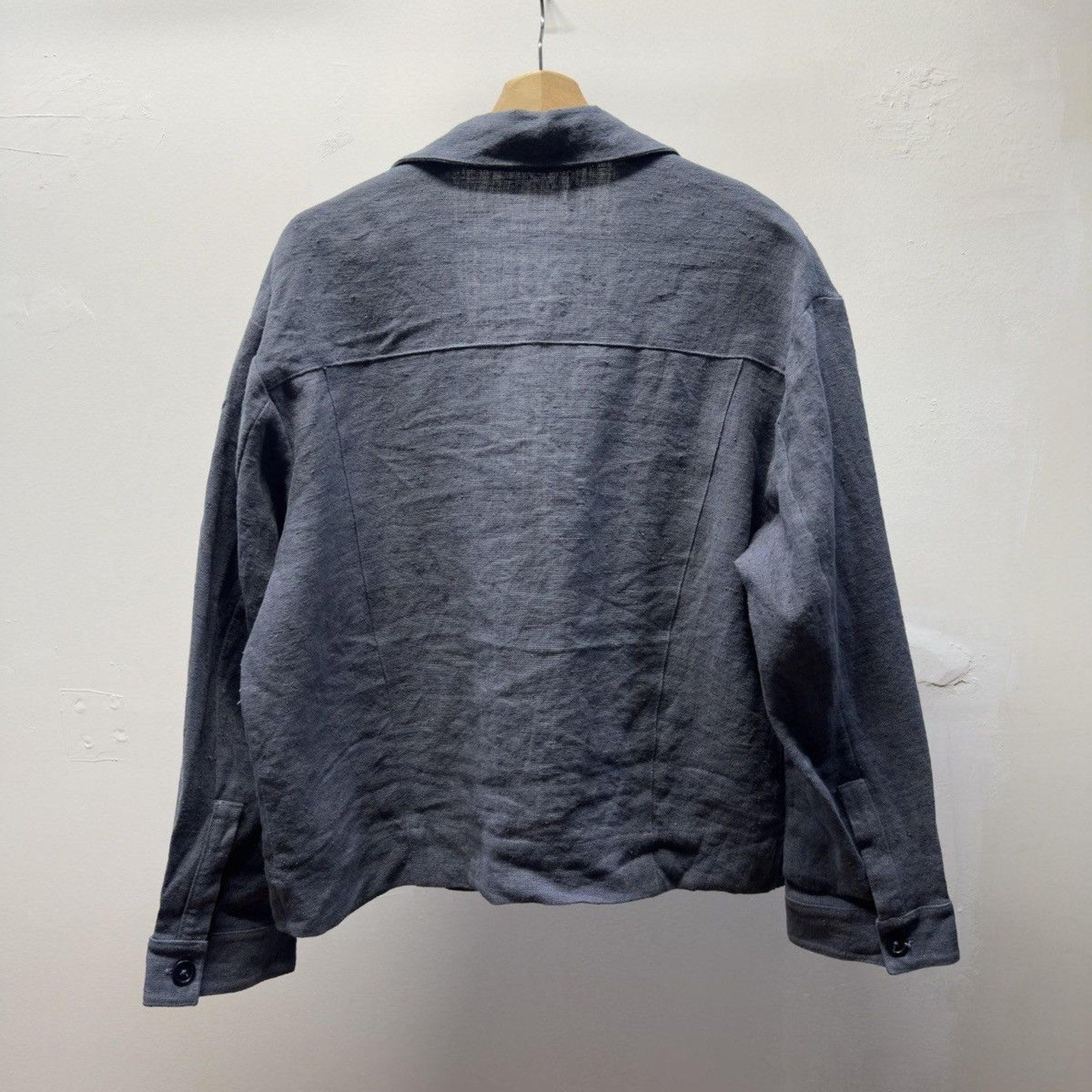 William Frederick Dusty Blue Butcher Linen Cafe Jacket