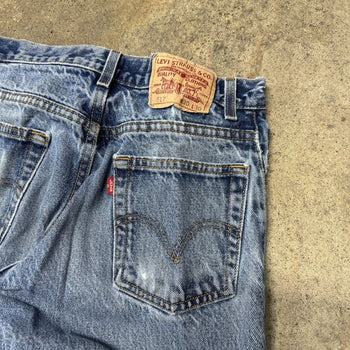 2000S THRASHED FADED LEVI’S 517 BOOT CUT DENIM JEANS