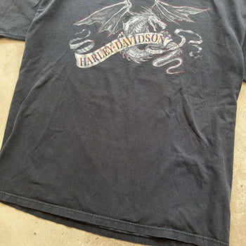 2000S Y2K HARLEY DAVIDSON DRAGON LOGO TEE FADED