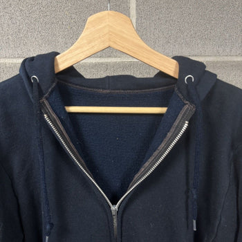 1980s Faded Navy Blue Green Zip Up Hoodie