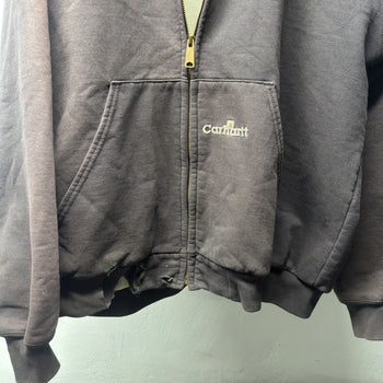 1990s Carhartt Thrashed Faded Distressed Thermal Lined Zip Up Hoodie