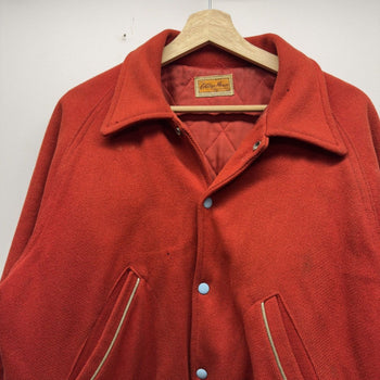 Vintage 1950s Distressed Red Wool Varsity Jacket