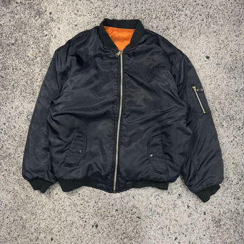 1980S REVERSIBLE NAVY ORANGE OVERSIZED MA-1 BOMBER JACKET