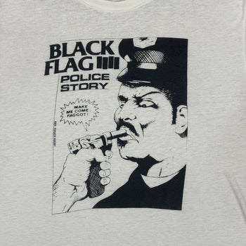 1980s THRASHED BLACK FLAG 4 POLICE STORY TEE