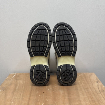 Chanel Fabricated & Laminated Silver White CC Runner