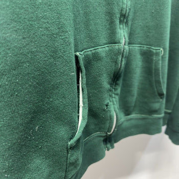 Vintage 1980s Made in USA Faded Distressed Blank Green Zip Hoodie