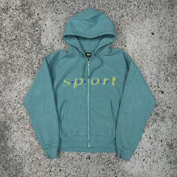 STUSSY SPORT BLUE DOT LOGO ZIP UP HOODIE