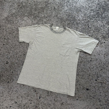 1990s Striped Faded Single Stitch Pocket Tee