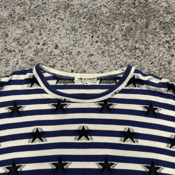 Comme des Garçons Japan Blue White Striped Star Longsleeve