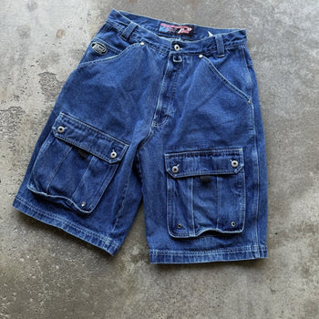 1990s/2000s PLUGG BAGGY DENIM CARGO JEAN SHORTS SKATER JORTS