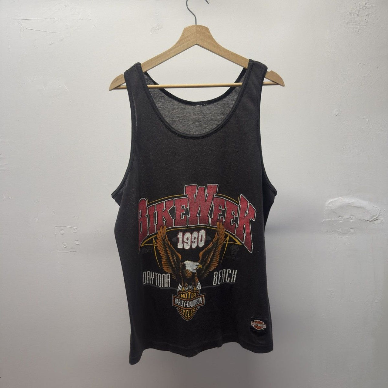 Vintage 1990 Harley Davidson Daytona Beach Bike Week Faded Tank Top