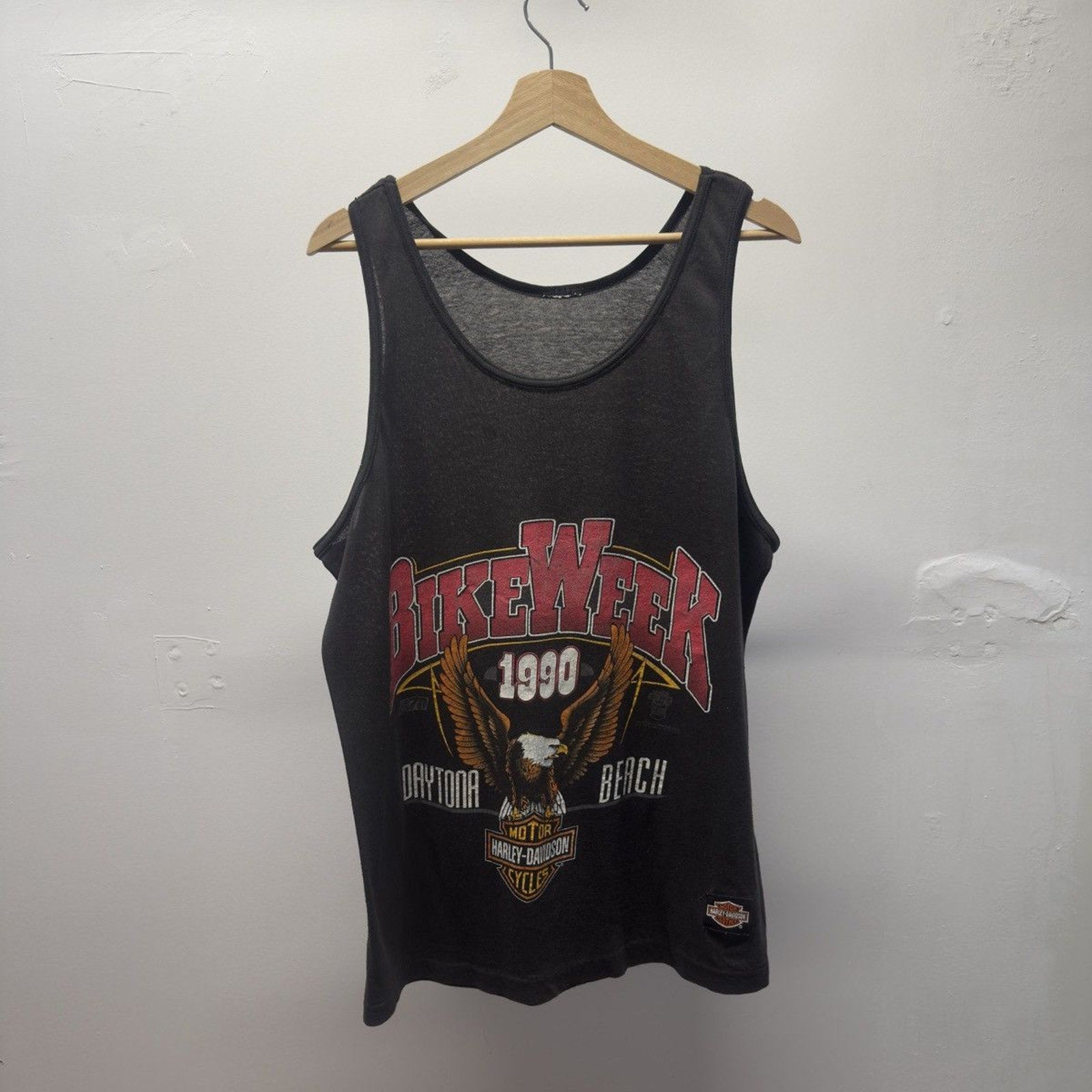 Vintage 1990 Harley Davidson Daytona Beach Bike Week Faded Tank Top