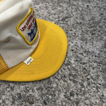 1970s Levi's Yellow Logo White Tab Trucker Hat