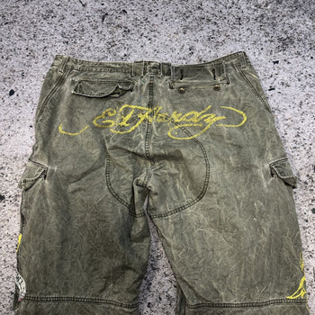 ED HARDY WIDE LEG TATTOO CARGO PANTS