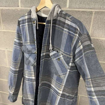 1990s Faded Dickies Plaid Grunge Hooded Flannel Jacket