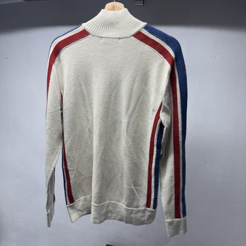 2000s J Crew Acrylic Wool Striped Zip Up Sweater