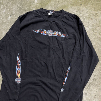 2000s Harley Davidson Blue Flame Longsleeve Tee