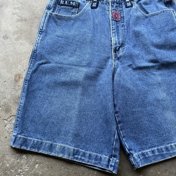 1990S BUM EQUIPMENT FADED BAGGY DENIM SKATER JEAN SHORTS JORTS