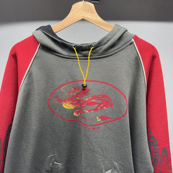 1990s Y2K Thrashed Faded Dragon Flame Hoodie