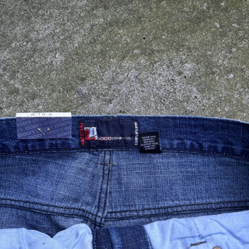 2000S Y2K LOCO BAGGY WIDE LEG BLUE SKATER DENIM JEANS