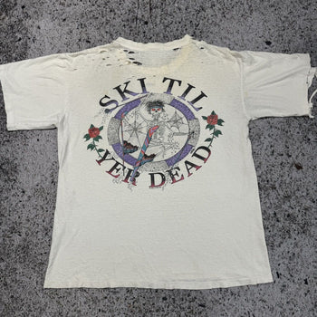 VINTAGE 1990s THRASHED GRATEFUL DEAD SKI TIL YER DEAD TEE