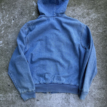 1990S WALLS THERMAL LINED RAGLAN CUT HOODED DENIM ZIP UP JACKET