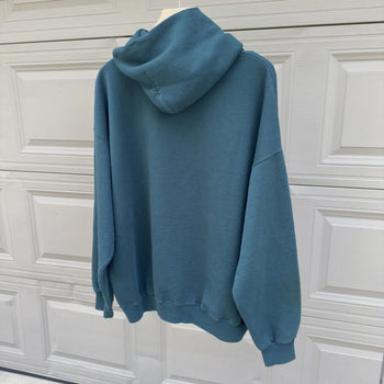 2000s Teal Sun Faded Thrashed Distressed Hoodie