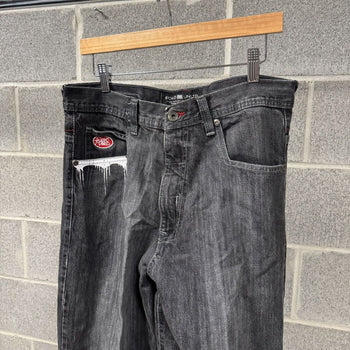 2000s Y2K Faded Ecko Baggy Embroidered Denim Skater Jeans