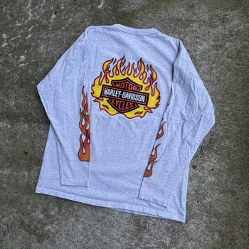 1990S HARLEY DAVIDSON CALIFORNIA FLAME LONGSLEEVE HENLEY TEE