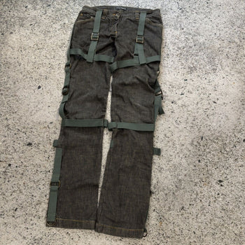 2003 Dolce & Gabbana AW03 Runway Bondage Parachute Denim Grey