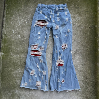 DASYORI DIRTY PUNK THRASHED DOUBLE LAYER BAGGY DENIM JEANS