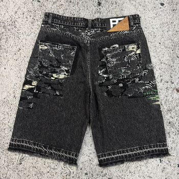 Pantalones cortos vaqueros con doble rodilla y diseño de dados Baby Face Originals