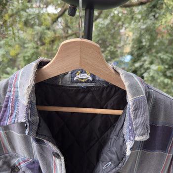 1990s Lee Thrashed Plaid Flannel Shirt Jacket