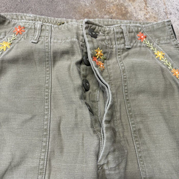 1980s OG 107 REWORKED STITCHED EMBROIDERED CANVAS PANTS