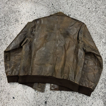 1980S/1990S BURNT THRASHED FADED OVERSIZED LEATHER JACKET