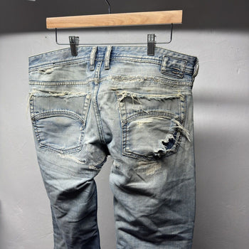 Diesel Thrashed Faded Distressed Repaired Jeans