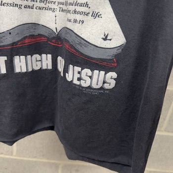 1990s Faded Crack A Bible Get High On Jesus Tee