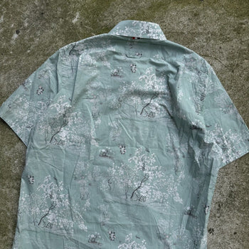 THOM BROWN GREEN COTTON POPLIN TOILE SHIRT